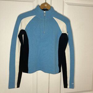 Spyder 1/4 Zip Sweater Womens Small Blue White Knit Outdoor Active